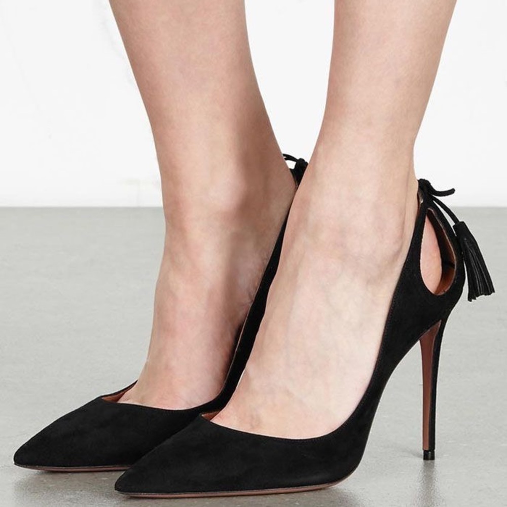 Topshop Elegant Black Suede Leather 5" High Heels 38 (7.5)